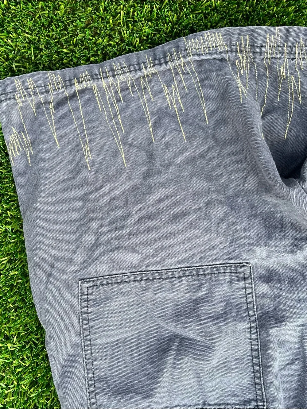 Men's Navy Blu Cargo Shorts featuring multicolored Stitch Detailing
